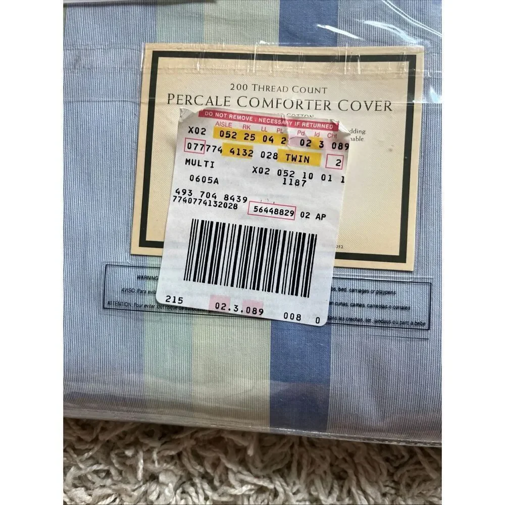NEW Vintage EDDIE BAUER Twin Percale Comforter Cover Multi Striped